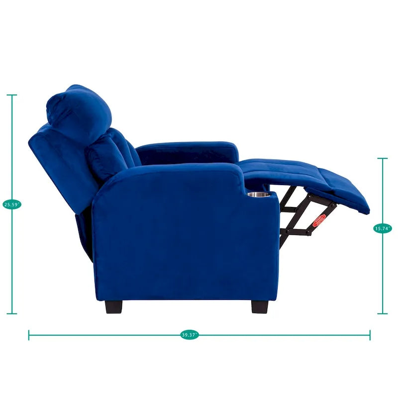 Sillón Reclinable Deluxe para Niños con Reposapiés, Reposacabezas y 2 Portavasos, Reclinable Infantil de Microfibra para Mayores de 3 Años