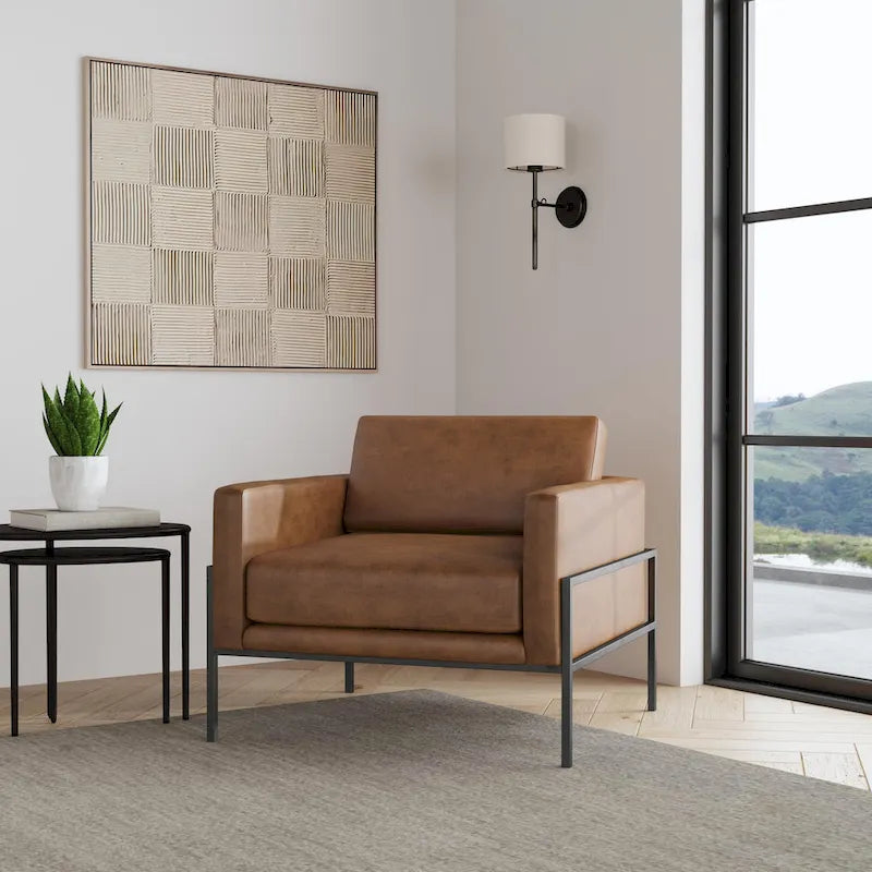 Sillón tapizado moderno HomePop con estructura de metal