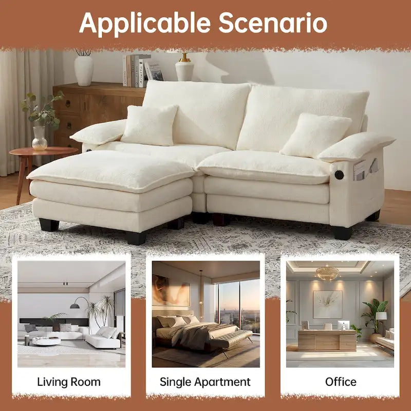Sofá seccional modular, sofá seccional Cloud cómodo con otomana, sofá cama de asiento profundo para sala de estar