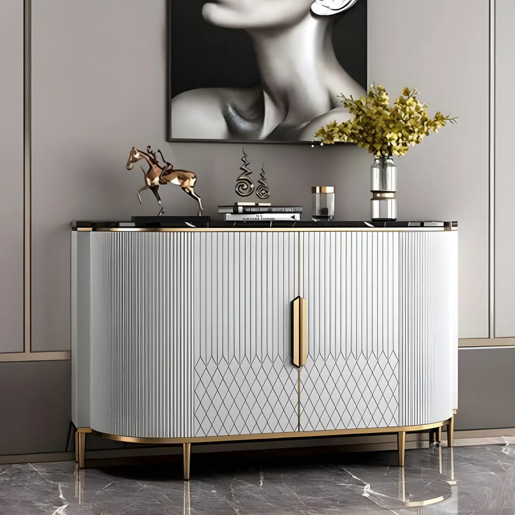 Aparador Glam Marble gris con almacenamiento
