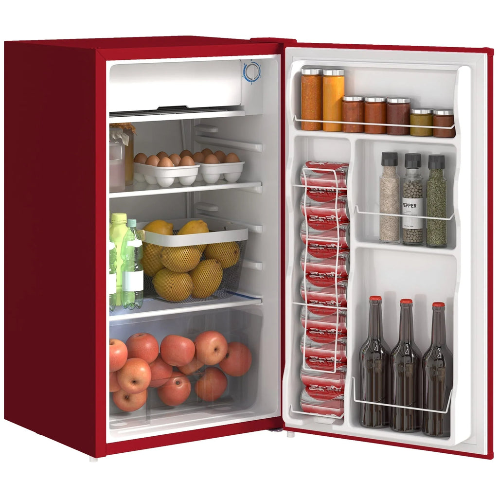 Mini Frigo da 3,2 Cu.Ft con Congelatore, Frigorifero Compatto a Porta Singola con Termostato Regolabile per Camera da Letto