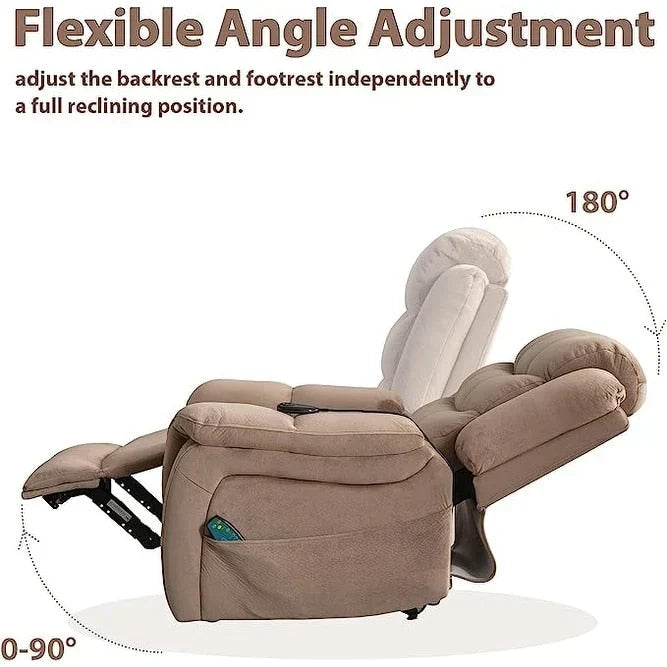 Sillón reclinable plano con función de elevación para personas mayores con masaje y calor