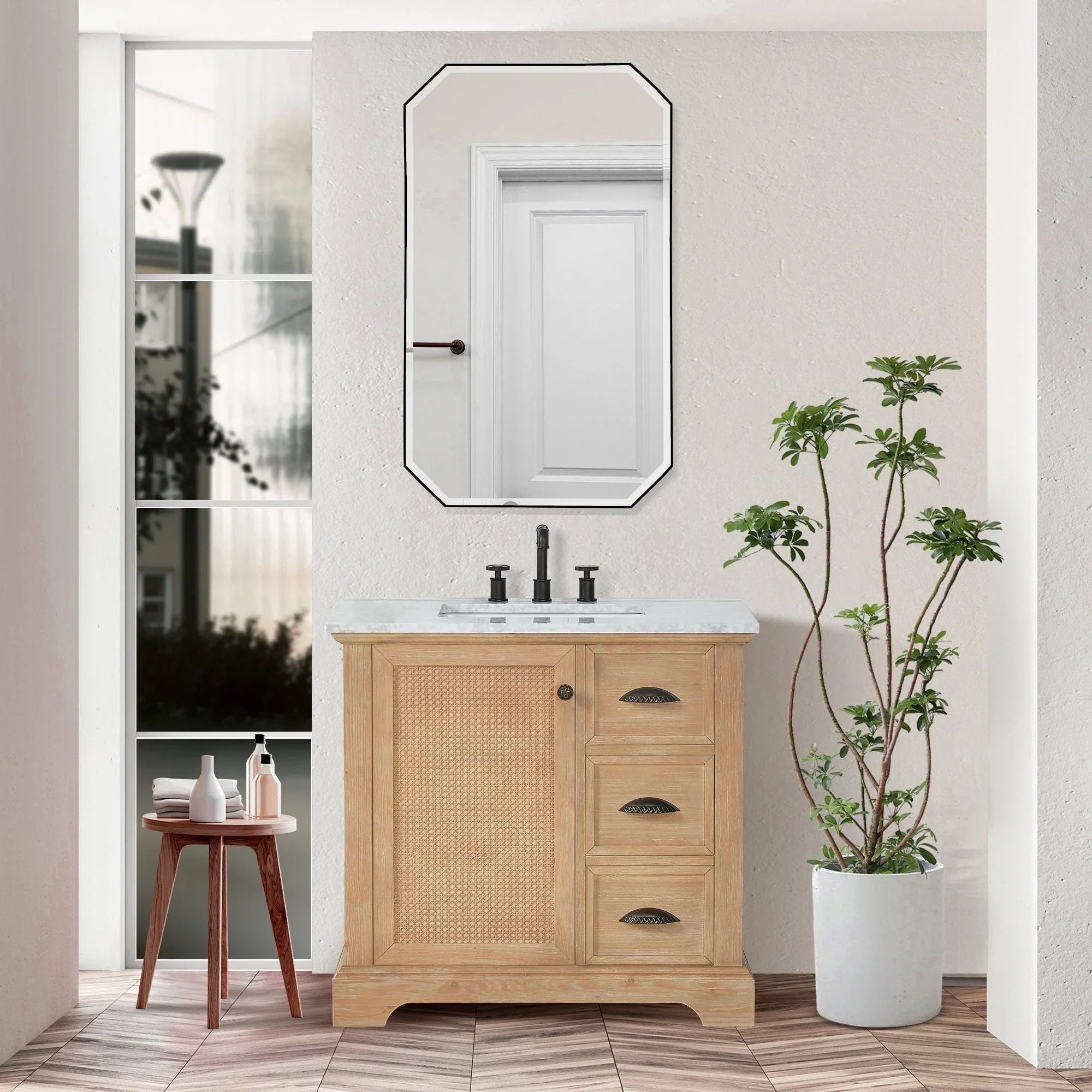 Mueble de baño Hervas con encimera de mármol natural sin espejo