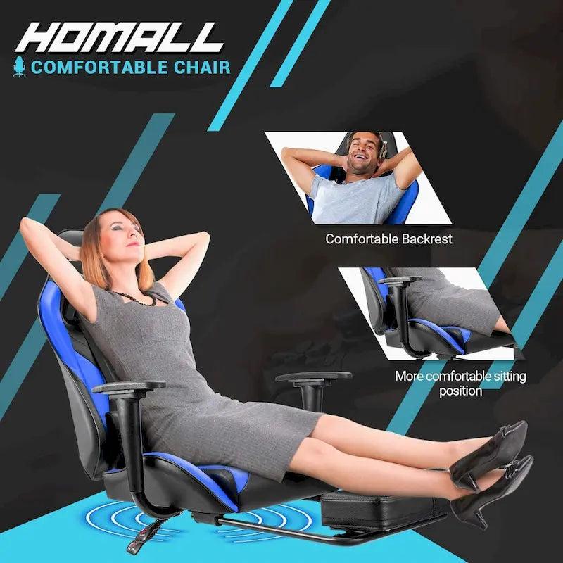 Silla Gamer con Reposapiés - Silla de Escritorio Ergonómica