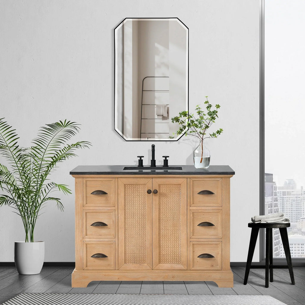 Mueble de baño Hervas con encimera de mármol natural sin espejo