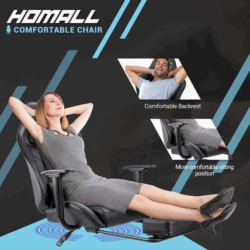 Silla Gamer con Reposapiés - Silla de Escritorio Ergonómica