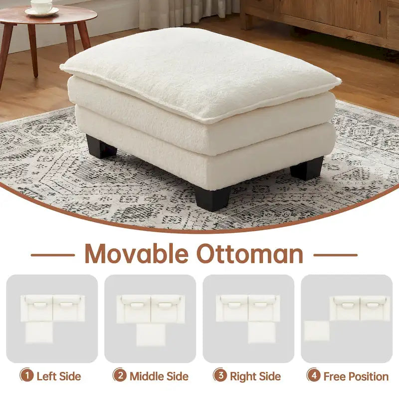 Sofá seccional modular, sofá seccional Cloud cómodo con otomana, sofá cama de asiento profundo para sala de estar