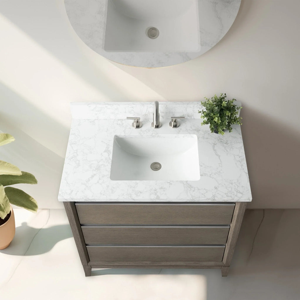 Mueble de baño Vanity Art con lavabo de cerámica y encimera de mármol de ingeniería