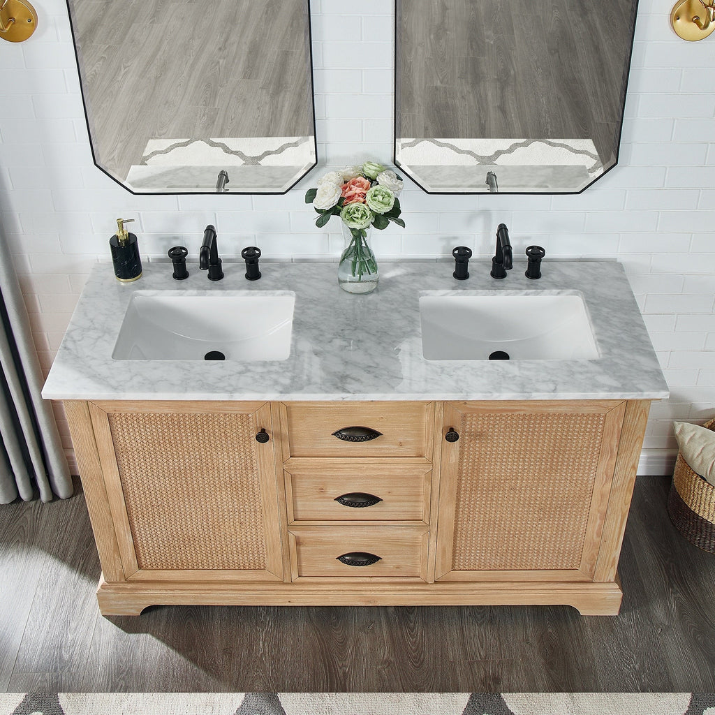 Mueble de baño Hervas con encimera de mármol natural sin espejo