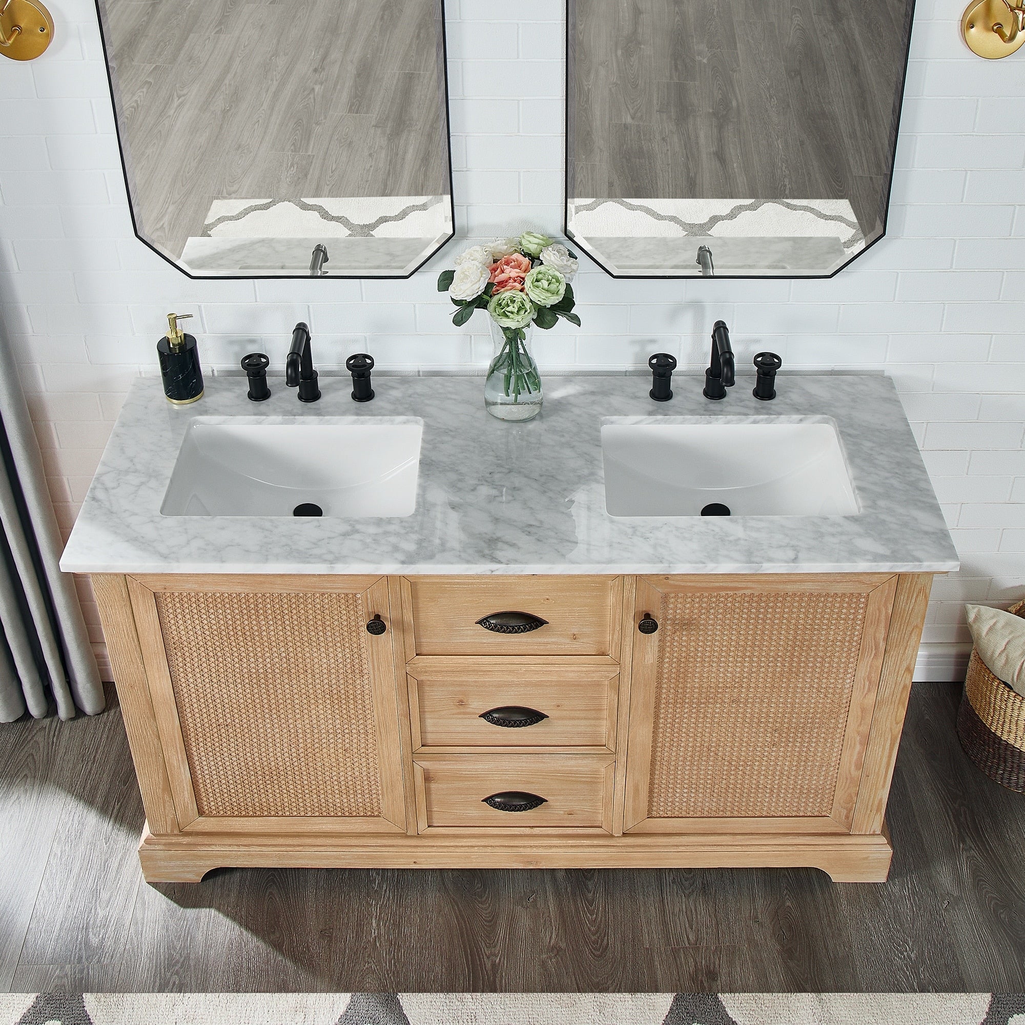 Mueble de baño Hervas con encimera de mármol natural sin espejo