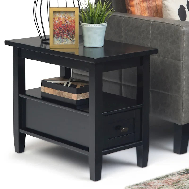 WYNDENHALL Norfolk Mesa auxiliar estrecha rectangular de madera maciza, estilo de transición, 14 pulgadas de ancho - 14 pulgadas de ancho