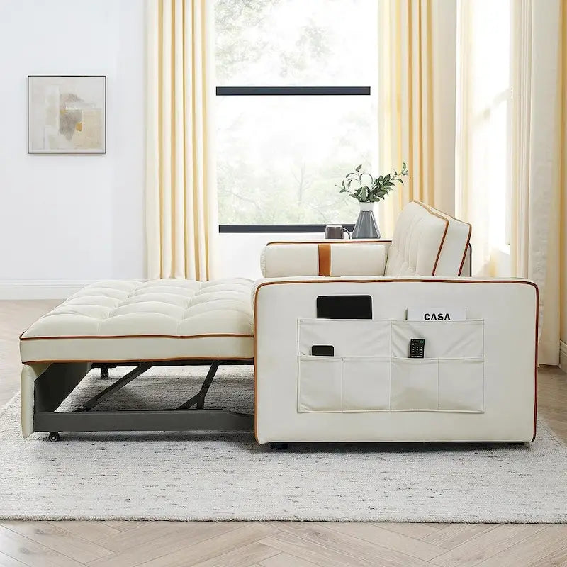 Sofá Cama Extraíble Multifuncional de Terciopelo con Respaldo Reclinable Ajustable con Almohadas - N/A