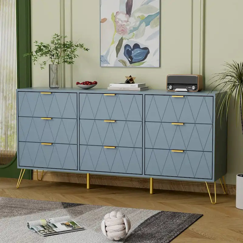 Gabinete Organizador de Dormitorio con Cajones - Cómoda de Almacenamiento de 9 Cajones