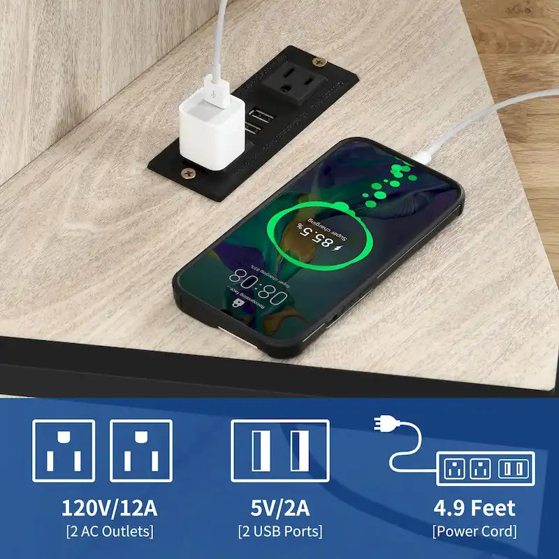 Mueble esquinero para TV estilo rústico, centro de entretenimiento y consola multimedia para televisores de hasta 55 pulgadas con toma de corriente