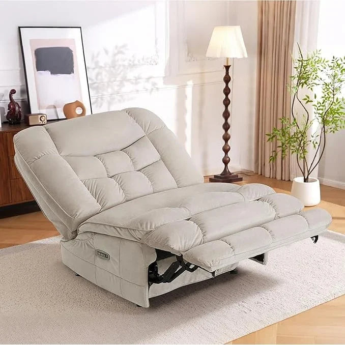 MCombo Sillón reclinable de balanceo eléctrico sin brazos con doble motor de gran tamaño, reclinable sin brazos, perfecto para sala de estar, tela PR607