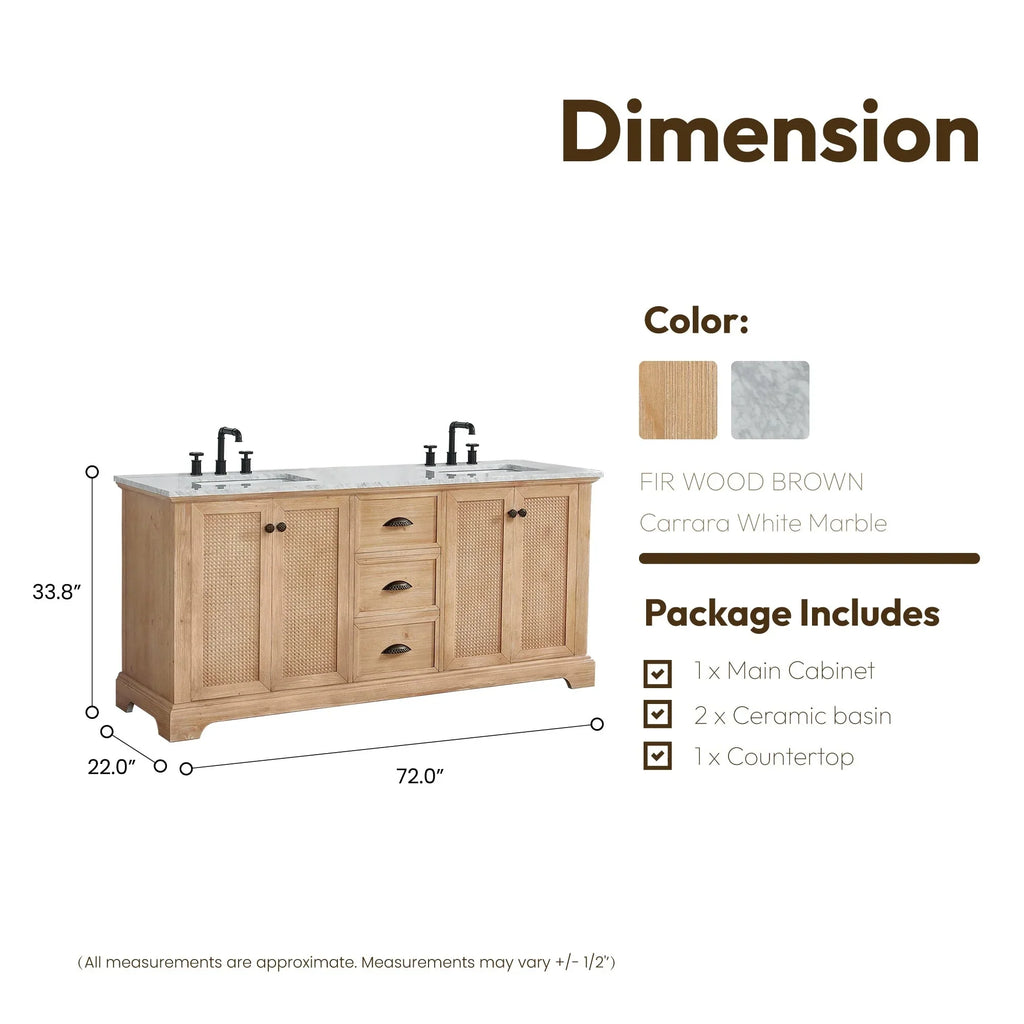 Mueble de baño Hervas con encimera de mármol natural sin espejo