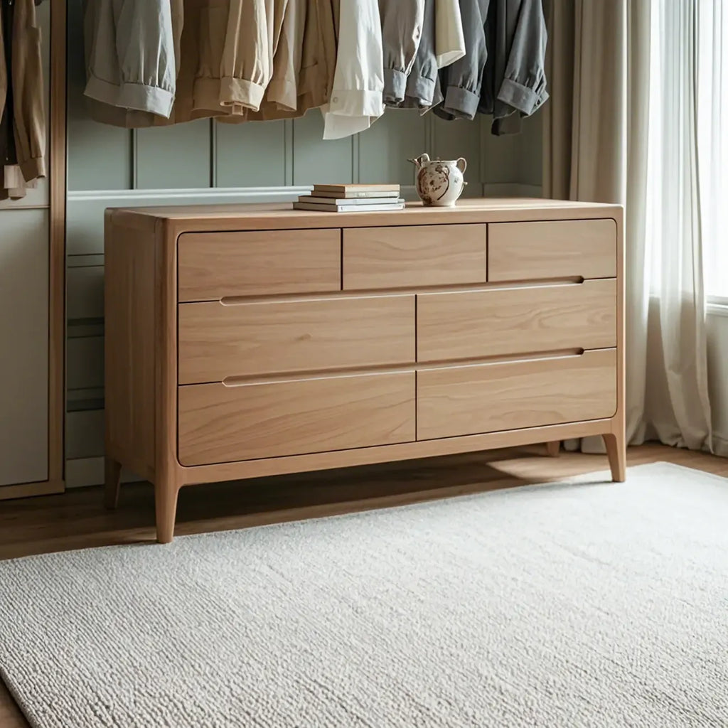 Cómoda doble tradicional de madera de roble natural para dormitorio