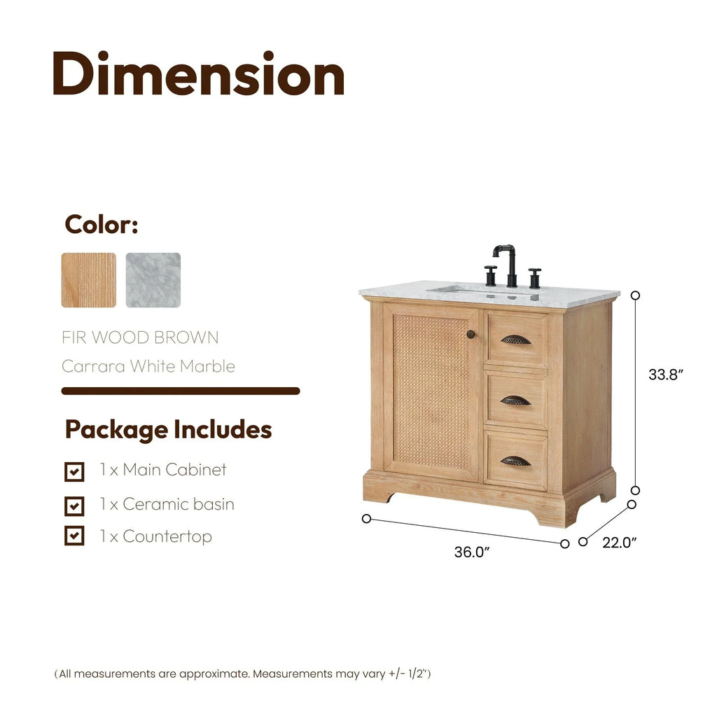 Mueble de baño Hervas con encimera de mármol natural sin espejo