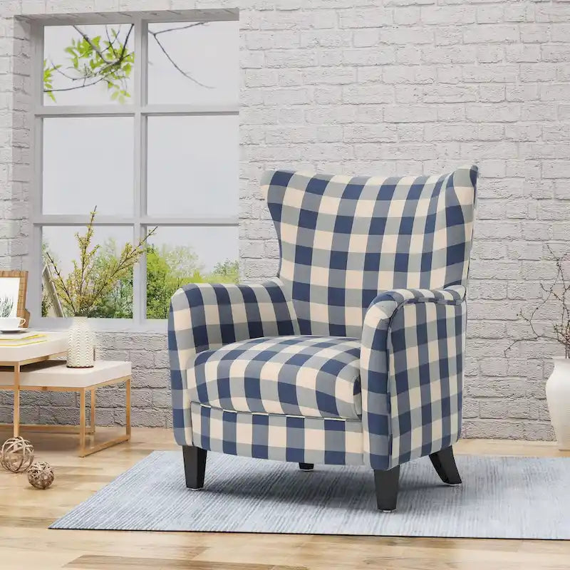 Sillón tapizado de respaldo alto Modern Retro de 30.25 pulgadas con patas de madera para sala de estar