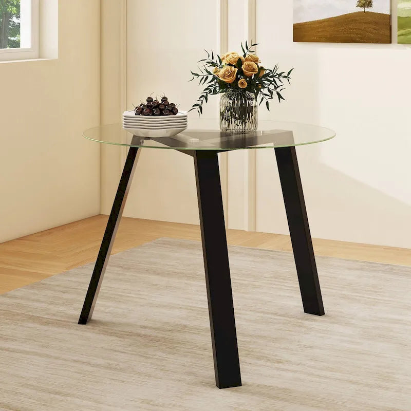 Mesa de comedor redonda de cristal Costway 36 para 4 personas con cristal templado - Ver detalles
