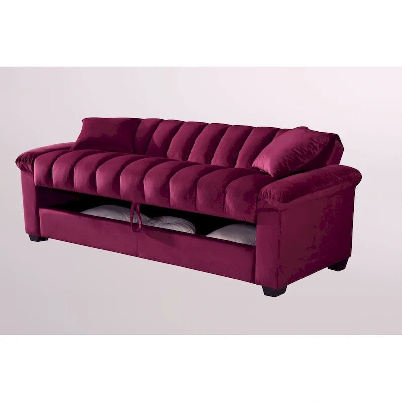 Sofá cama convertible de almacenamiento de terciopelo de 82.7" con 2 almohadas