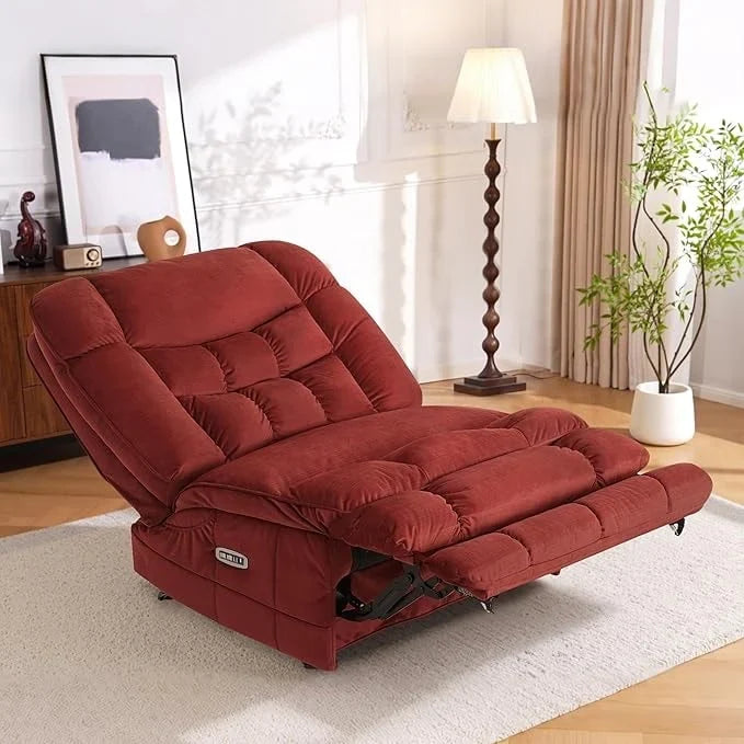 MCombo Sillón reclinable de balanceo eléctrico sin brazos con doble motor de gran tamaño, reclinable sin brazos, perfecto para sala de estar, tela PR607