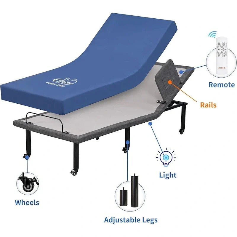 Cama articulada con control remoto inalámbrico, base de cama de hospital con/sin colchón