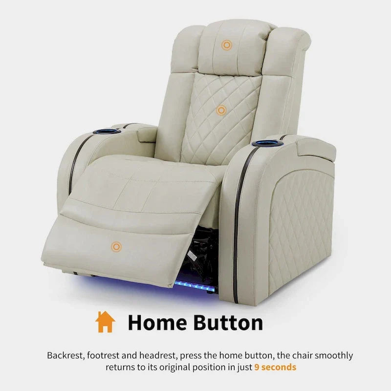 MCombo Sillón reclinable eléctrico con reposacabezas ajustable, asiento de cine en casa de dos motores con puerto USB, cuero transpirable HTS411