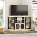 Mueble esquinero para TV estilo rústico, centro de entretenimiento y consola multimedia para televisores de hasta 55 pulgadas con toma de corriente