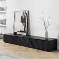 Mueble de TV Minimalista con CajonesMueble de TV de Madera Maciza con Armarios, Puerta Abatible, Chapa de Nogal, Completamente Ensamblado
