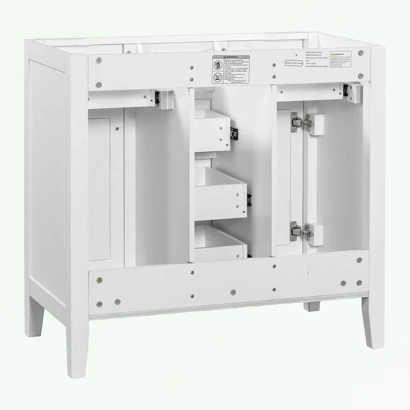 Mueble de baño con lavabo cerámico, dos armarios y cinco cajones