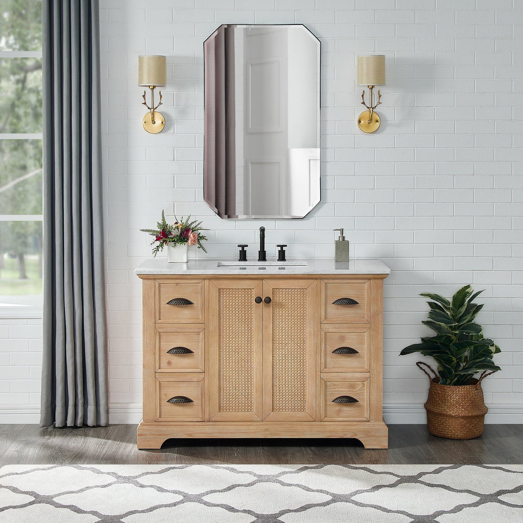 Mueble de baño Hervas con encimera de mármol natural sin espejo
