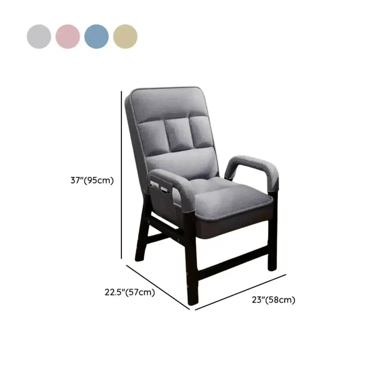 Silla de oficina moderna tapizada en gris con 4 patas