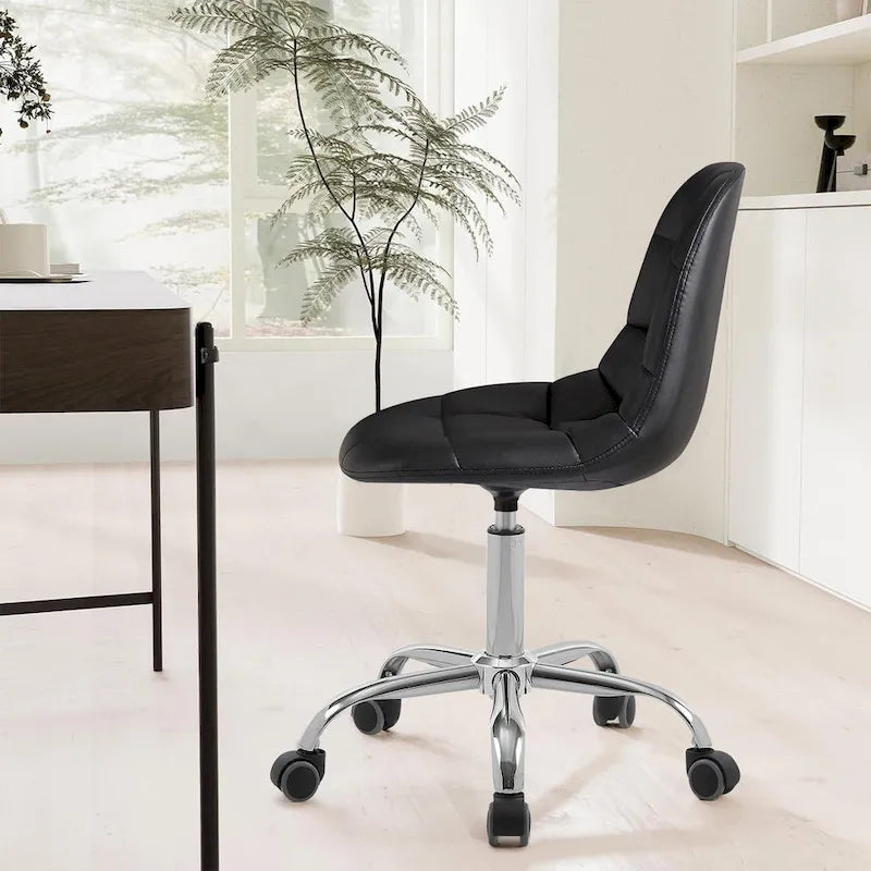 Silla de oficina en casa sin brazos Javlergo, silla de escritorio de computadora con ruedas y altura ajustable