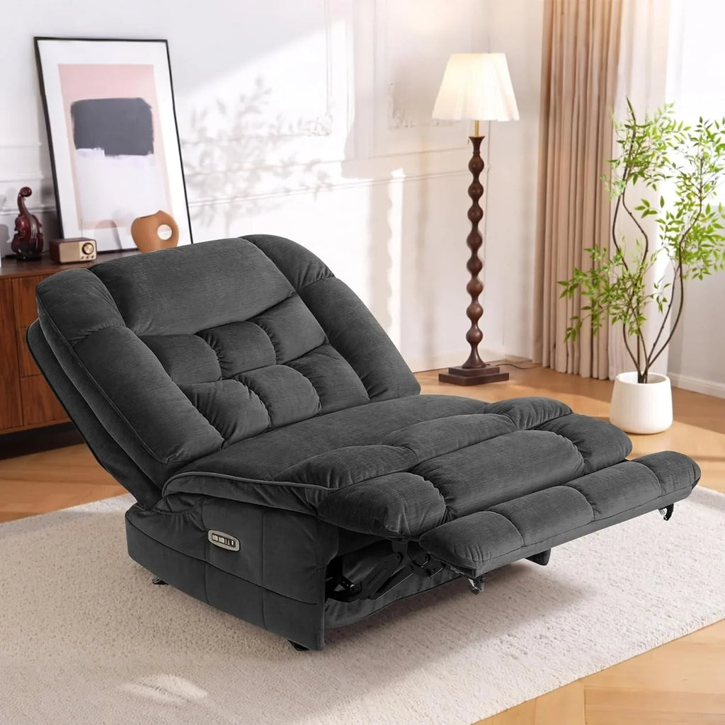 MCombo Sillón reclinable de balanceo eléctrico sin brazos con doble motor de gran tamaño, reclinable sin brazos, perfecto para sala de estar, tela PR607