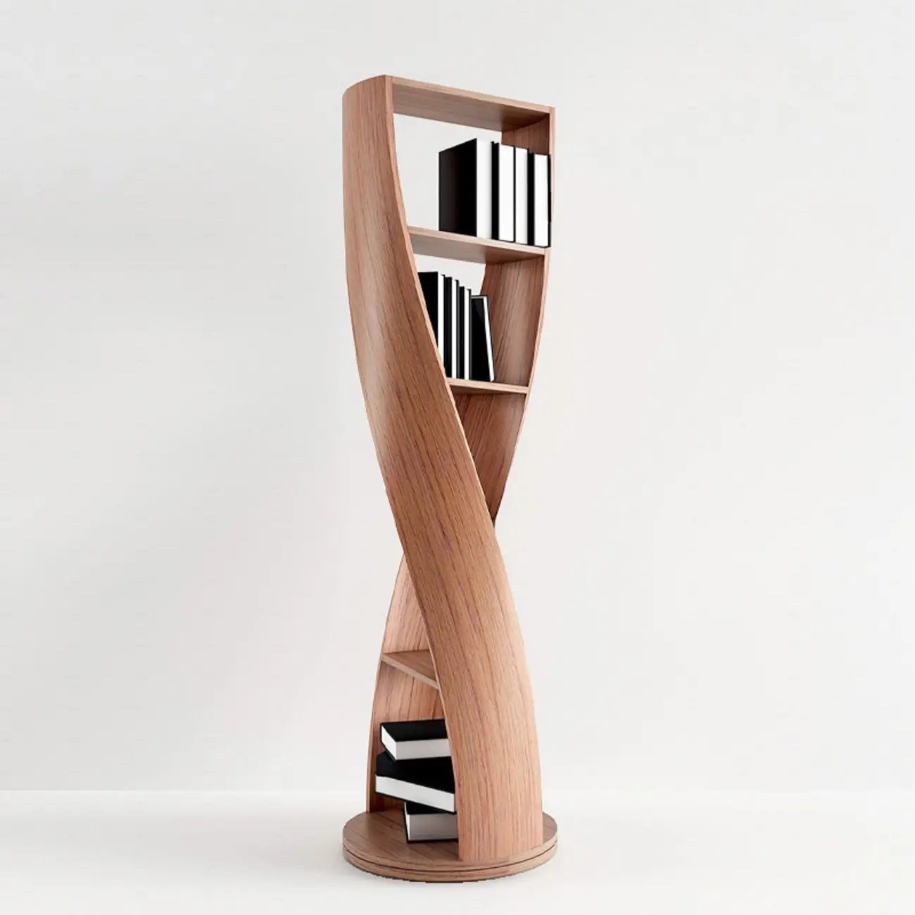 Estantería vertical de madera de 5 niveles con forma de reloj de arena contemporáneo