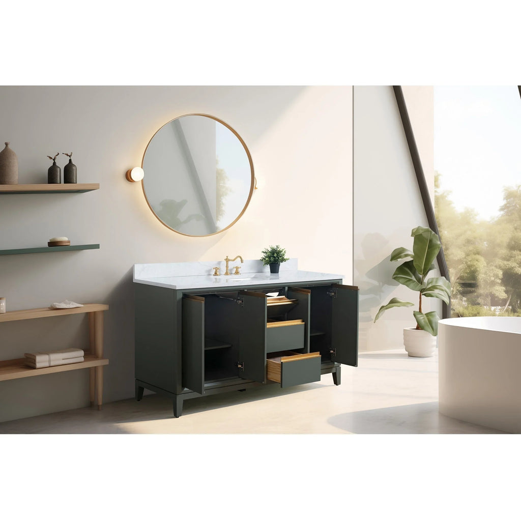 Mueble de baño Vanity Art con lavabo de cerámica y encimera de mármol de ingeniería