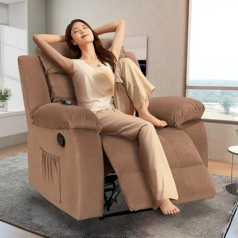 Sillón reclinable suave con función de masaje y calor