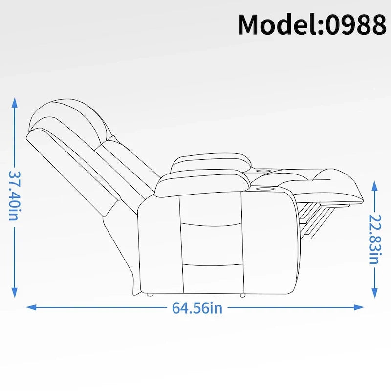 Poltrona reclinabile Power Lift, poltrona massaggiante moderna a motore singolo con riscaldamento lombare, porta di ricarica USB, portabicchieri
