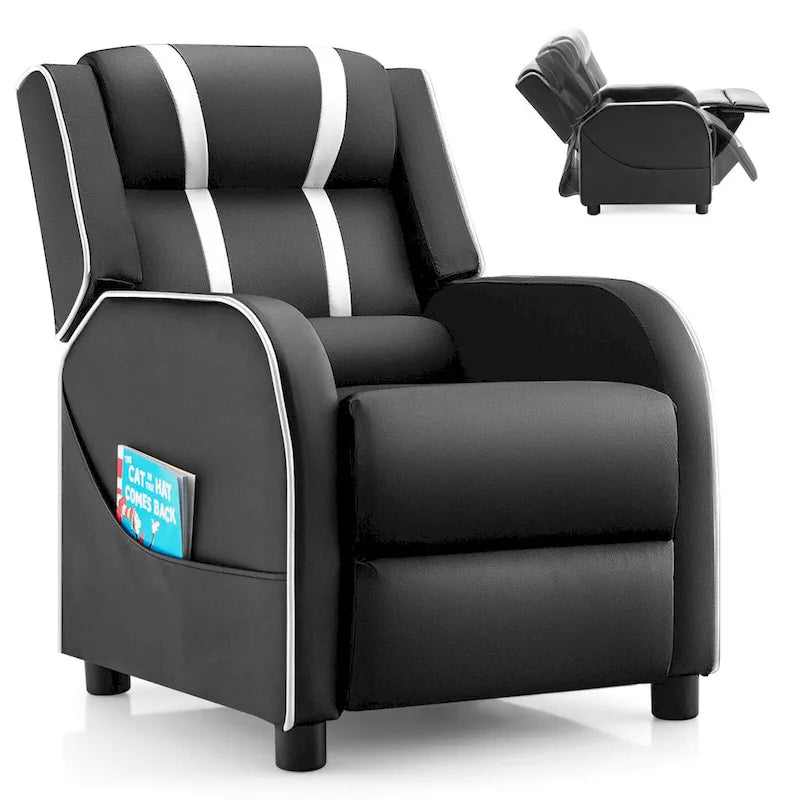 Sillón reclinable para niños Gymax, sofá ergonómico de cuero con reposapiés