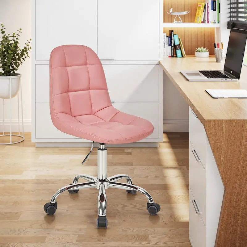 Silla de oficina en casa sin brazos Javlergo, silla de escritorio de computadora con ruedas y altura ajustable