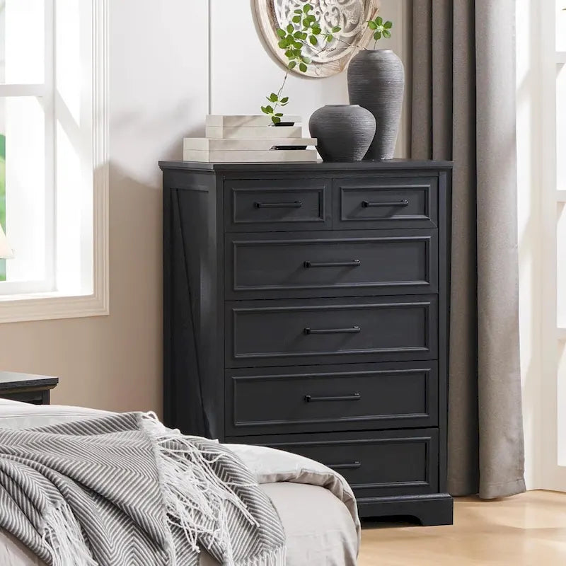 Cómodas de 6 cajones estilo rústico, de madera para dormitorio