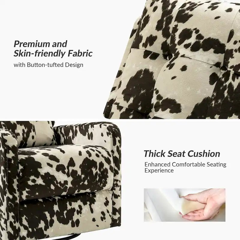 Arlette Sillón Reclinable Giratorio Manual Floral Contemporáneo con Respaldo Capitaneado