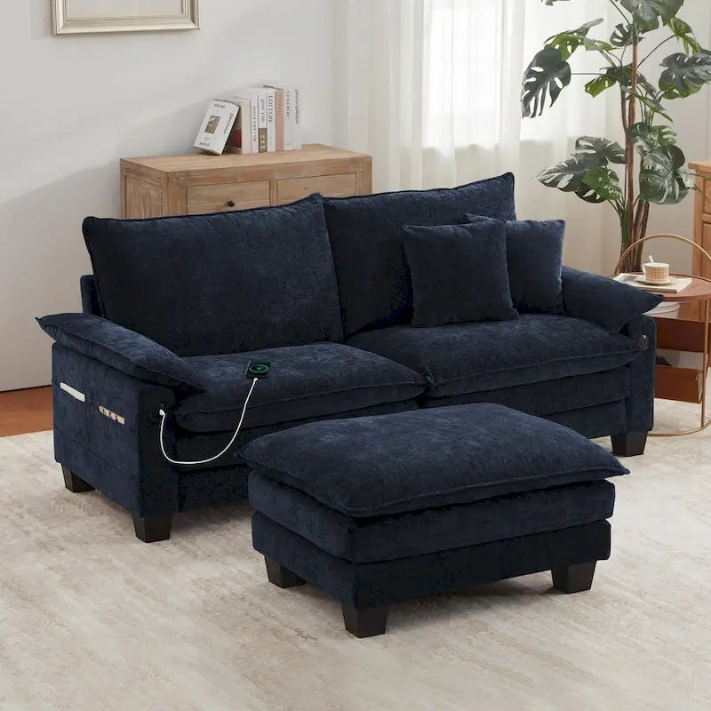 Sofá seccional modular, sofá seccional Cloud cómodo con otomana, sofá cama de asiento profundo para sala de estar