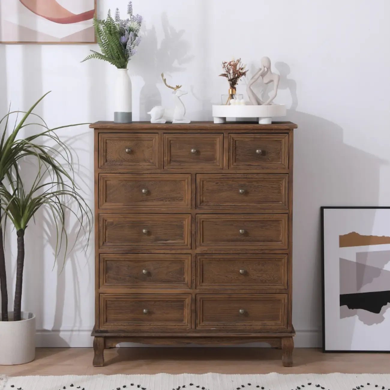 Mueble auxiliar rústico de madera marrón para almacenamiento en la sala de estar