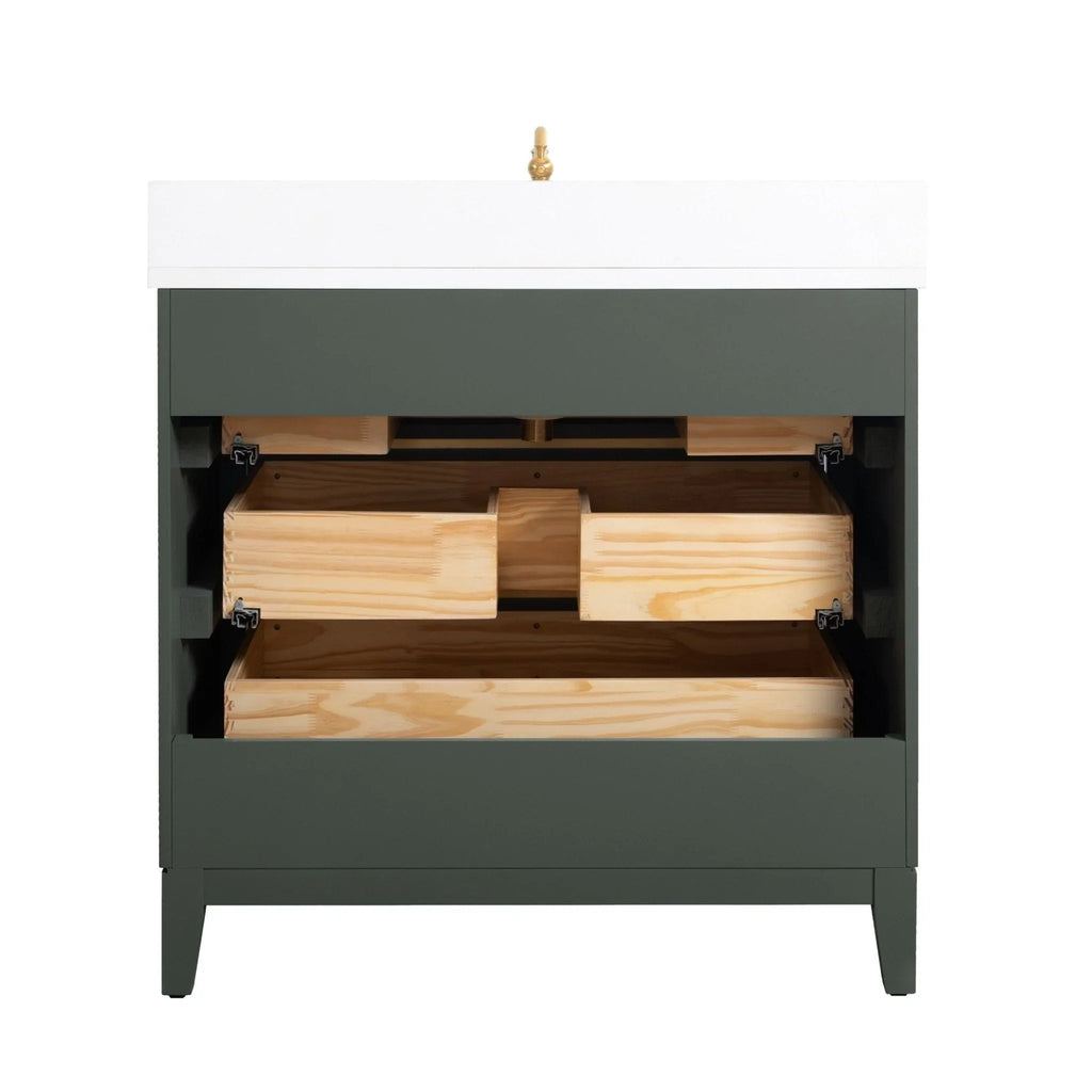 Mueble de baño Vanity Art con lavabo de cerámica y encimera de mármol de ingeniería