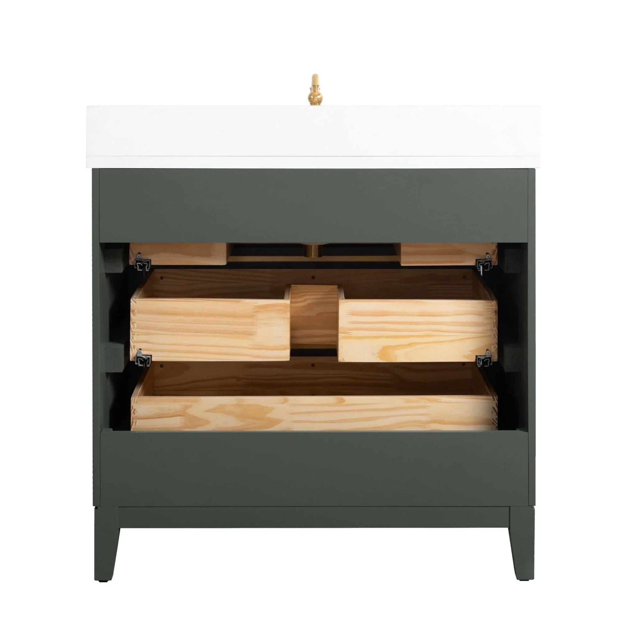 Mueble de baño Vanity Art con lavabo de cerámica y encimera de mármol de ingeniería
