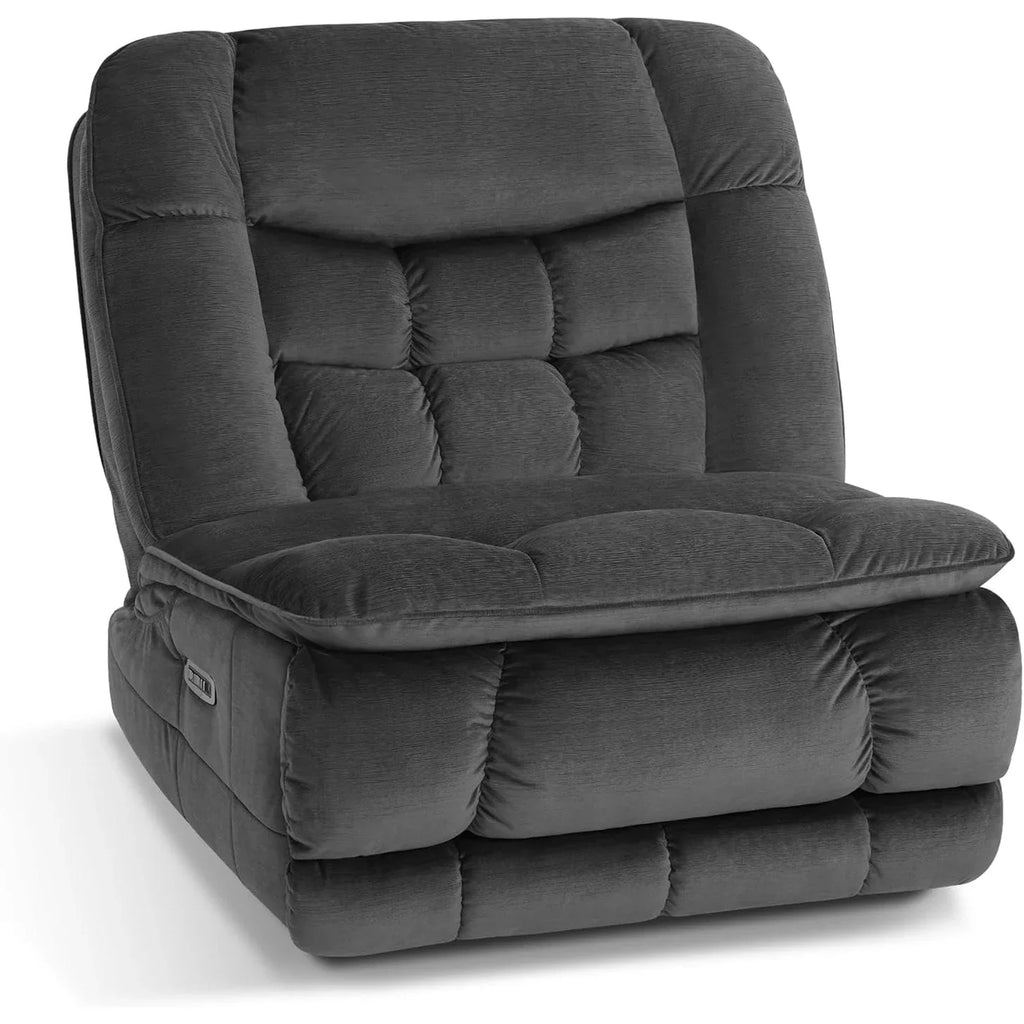 MCombo Sillón reclinable de balanceo eléctrico sin brazos con doble motor de gran tamaño, reclinable sin brazos, perfecto para sala de estar, tela PR607