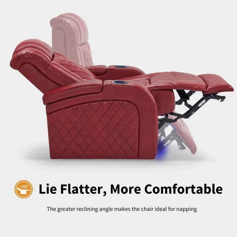 MCombo Sillón reclinable eléctrico con reposacabezas ajustable, asiento de cine en casa de dos motores con puerto USB, cuero transpirable HTS411