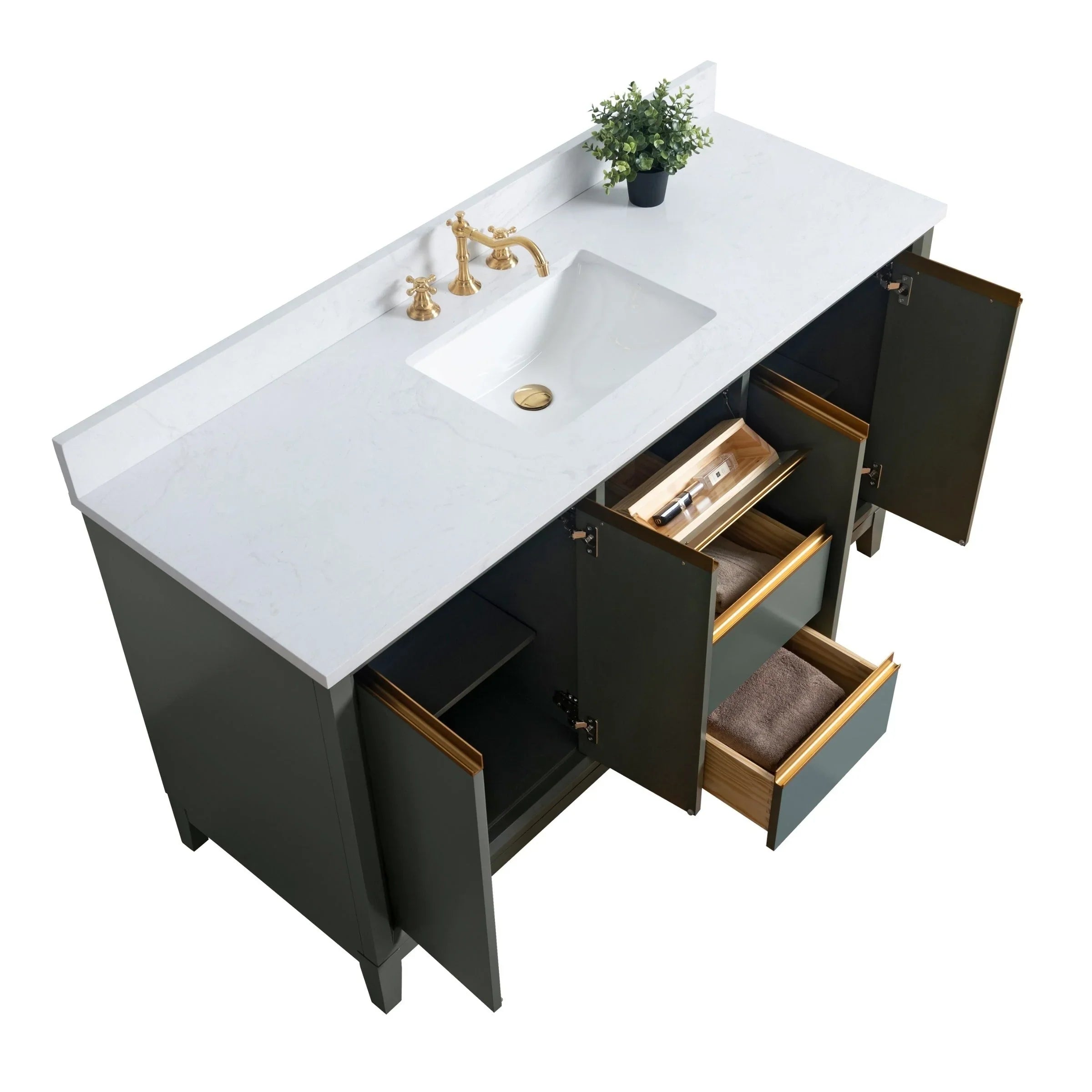 Mueble de baño Vanity Art con lavabo de cerámica y encimera de mármol de ingeniería